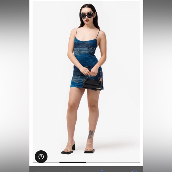 Miaou Denim Print Mesh Mini Dress - Picture 6 of 6